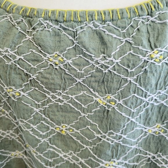 Roaman's Embroidered Empire Waist Smocked Tee - Dusty Jade - Picture 5 of 11